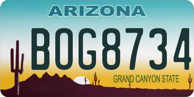 AZ license plate BOG8734
