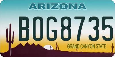 AZ license plate BOG8735