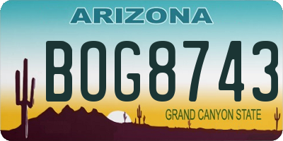 AZ license plate BOG8743