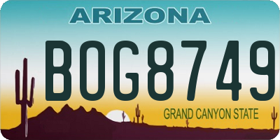 AZ license plate BOG8749