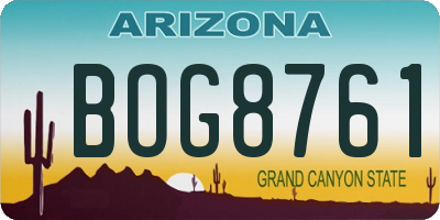 AZ license plate BOG8761