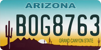 AZ license plate BOG8763