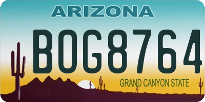 AZ license plate BOG8764