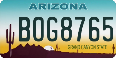AZ license plate BOG8765