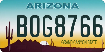 AZ license plate BOG8766