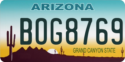 AZ license plate BOG8769