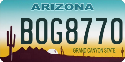 AZ license plate BOG8770
