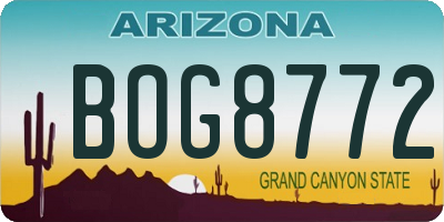 AZ license plate BOG8772