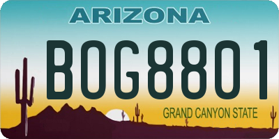 AZ license plate BOG8801