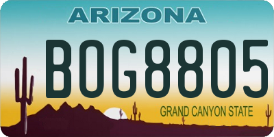 AZ license plate BOG8805