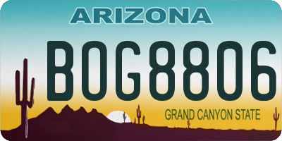 AZ license plate BOG8806