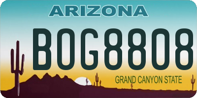 AZ license plate BOG8808