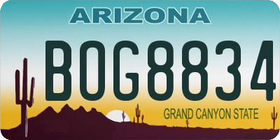 AZ license plate BOG8834