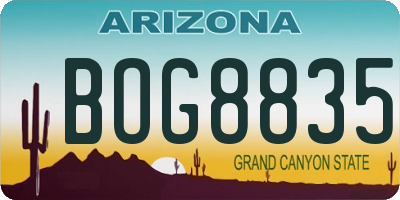 AZ license plate BOG8835