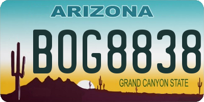 AZ license plate BOG8838