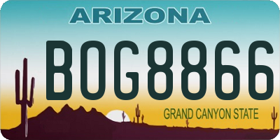 AZ license plate BOG8866