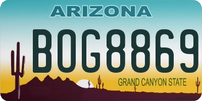 AZ license plate BOG8869