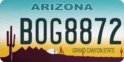 AZ license plate BOG8872