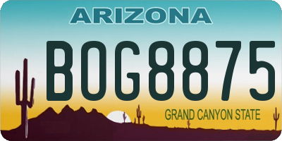 AZ license plate BOG8875