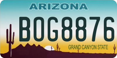 AZ license plate BOG8876