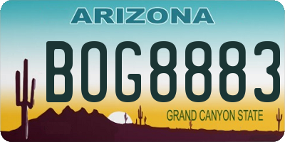 AZ license plate BOG8883
