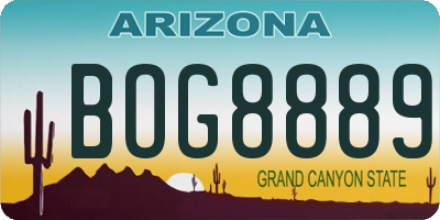 AZ license plate BOG8889