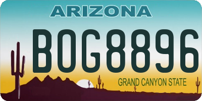 AZ license plate BOG8896