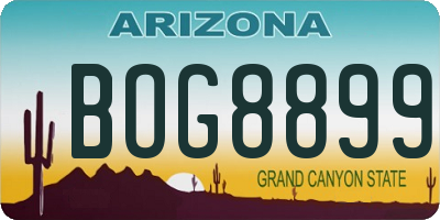 AZ license plate BOG8899