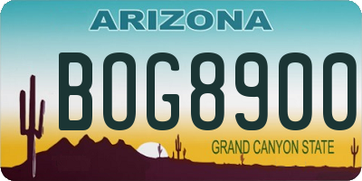 AZ license plate BOG8900