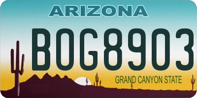 AZ license plate BOG8903