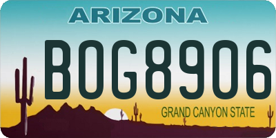 AZ license plate BOG8906