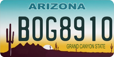AZ license plate BOG8910