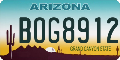 AZ license plate BOG8912