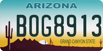 AZ license plate BOG8913