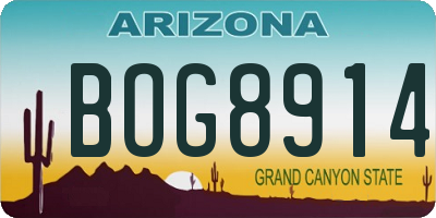 AZ license plate BOG8914