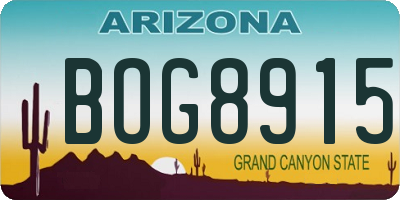AZ license plate BOG8915