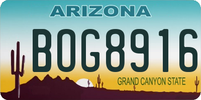 AZ license plate BOG8916