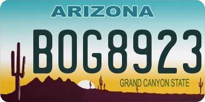 AZ license plate BOG8923