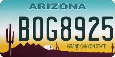 AZ license plate BOG8925