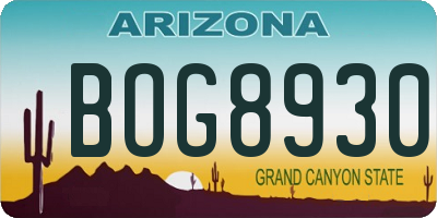 AZ license plate BOG8930