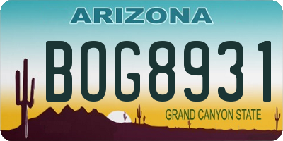 AZ license plate BOG8931