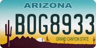 AZ license plate BOG8933