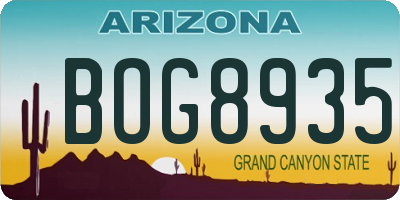 AZ license plate BOG8935