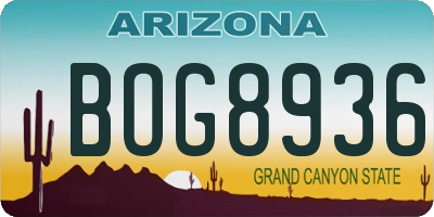 AZ license plate BOG8936