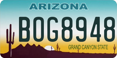 AZ license plate BOG8948