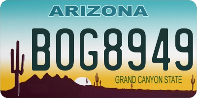 AZ license plate BOG8949