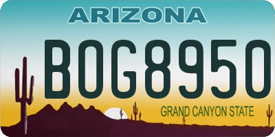 AZ license plate BOG8950
