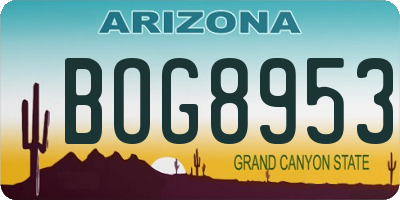 AZ license plate BOG8953