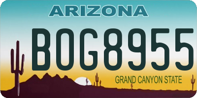 AZ license plate BOG8955