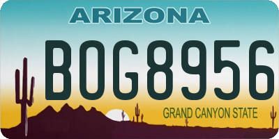 AZ license plate BOG8956